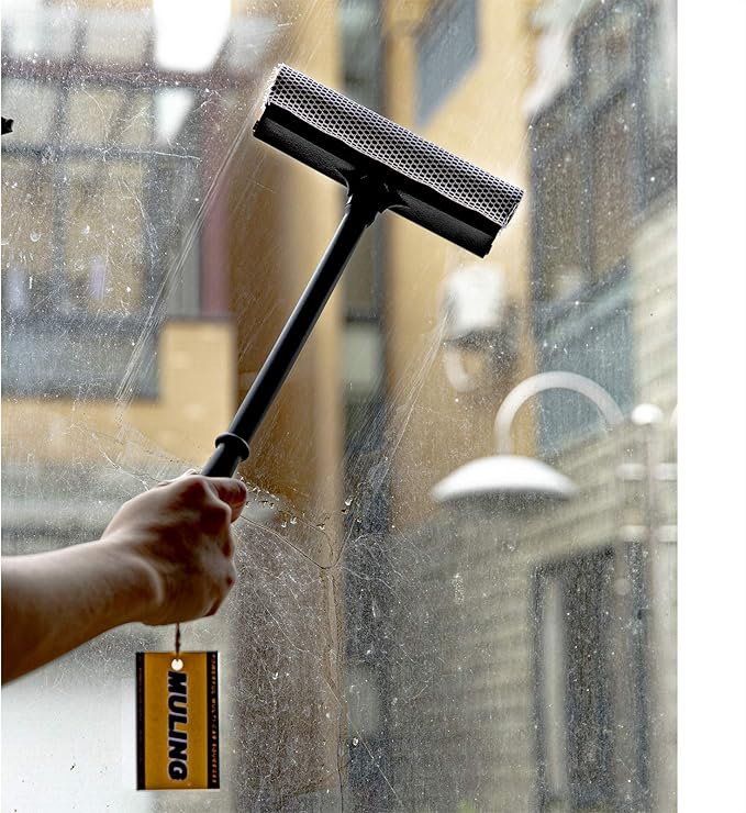 MULING Window Squeegee Cleaning Tool Window Cleaner Car Squeegee Windshield Cleaning Sponge and Rubber Squeegee,BlackM