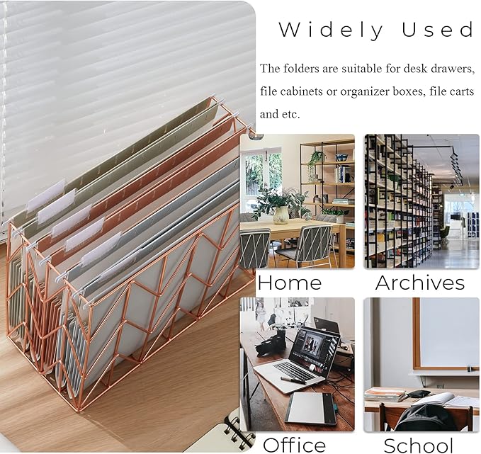 Y YOMA Letter Size - 6 Pack Extra Capacity Hanging File Folders Accordion Decorative File Folder Cute Colored Hanging Folder Organizer for Office Home with 1/5-Cut Adjustable Tabs, Natural Color