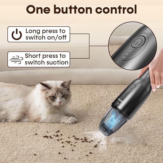 Wkzay Small Handheld Vacuum Cordless with Brushless Motor – 16,000Pa Strong Suction, Fast Charging, Low Noise, Lightweight and Portable for Home, Apartment, Dorms, Small Spaces