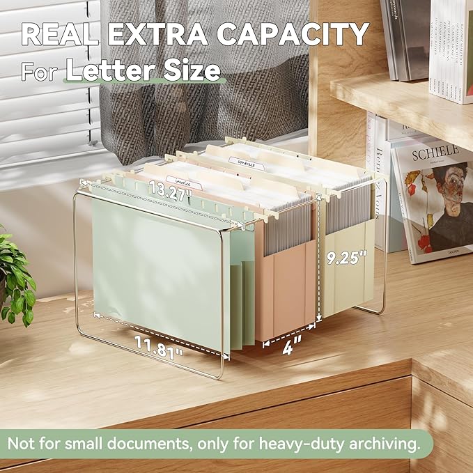 Plastic Hanging File Folders,Letter Size,6 Pack Heavy Duty 4" Expansion,Extra Capacity Hanging Folders with Tabs,Filing Cabinet Organizer for Office Home School,for Bulky Files,Pastel Color