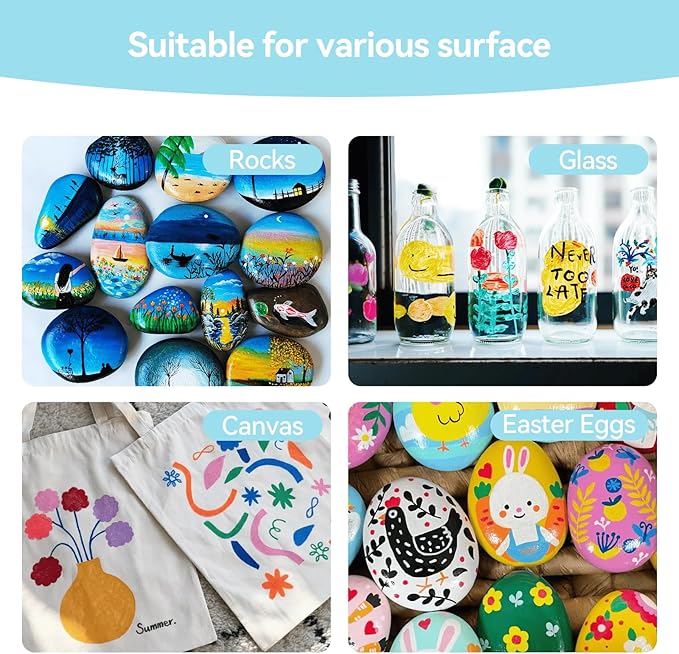 Arrtx Acrylic Markers 90 Colors, Premium Brush Tip Acrylic Paint Pens, Water Based Ink, No Toxic, Water Resistant Paint Markers for Rock Painting Wood Stone Glass Fabric DIY Project