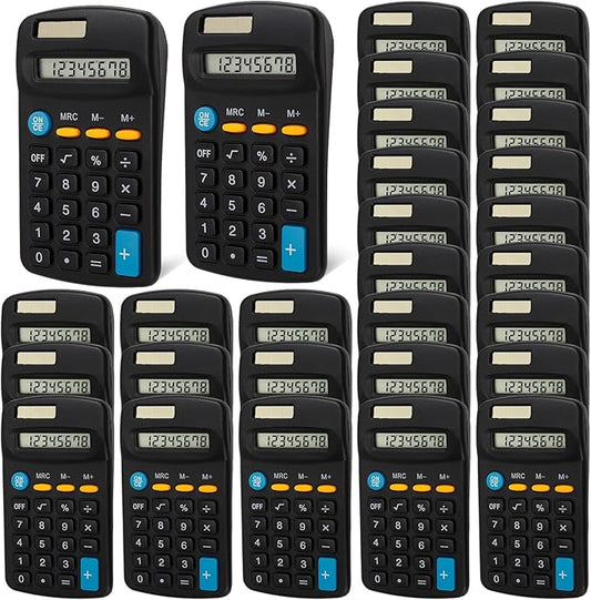 24 Pack Pocket Calculator,Mini Calculators,Pocket Size Basic Calculators,Solar Battery Dual Power Desktop Calculators,8 Digit Display Basic Calculator for Students Kids Home Office(Black)