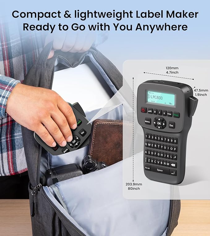 Vixic Label Maker Machine with-Tape, Rechargeable Label Makers Portable with Keyboard, LM1600 Heat Shrink Label Maker Waterproof-Labels, Cable Wire LabelMaker Labeler for Industrial Office Network