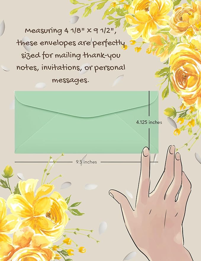 Envelopes No. 10 (4 1/8” x 9 1/2") Gummed Sealing, Standard Mailing Envelopes 100 Pcs. Per Pack.