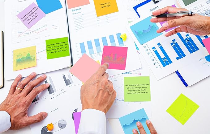 (24 Pads) Sticky Notes 3x3 in Post, 12 Bright Colors Self-Stick Note Pads it, Strong Adhesive, Easy to Post for Home, Office, Notebook