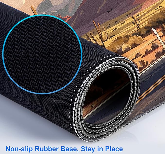 Digital Oil Painting Grassland Road Mouse Pad, Natural Mountain Scenery Game Computer Keyboard Pad, Anti Slip Mouse Desk Pad for Home Office and Study 35.4 x 15.7 x 0.12 Inches