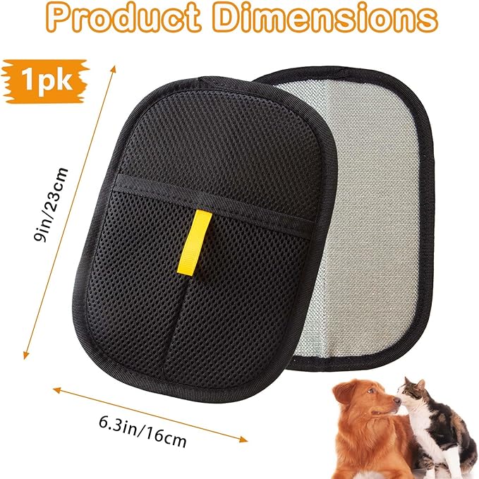 POUPUA Thickened Pet Hair Removal Glove - Electrostatic Cat Dog Hair Remover Glove, Reusable Magic Brush Pet Hair Remover Tool for Couch, Carpet, and Car Seat (Black,1 Pack)
