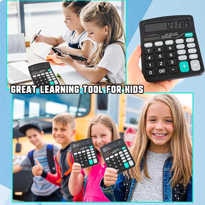 10 Pack Desktop Calculator 12 Digits Calculators with Large LCD Display Electronic Calculator Dual Power for Students Office School Home