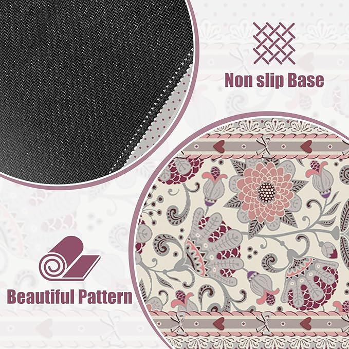 Cute Desk Mat, Large Desk Matt for Desktop, Woman DeskPad Mat, XXL Big Mouse Pad, Anti-Slip Mousepad with Stitched Edges,Keyboard Pad Mouse Mat Cover for Computer 35.4×15.7 in,Cream Flowers