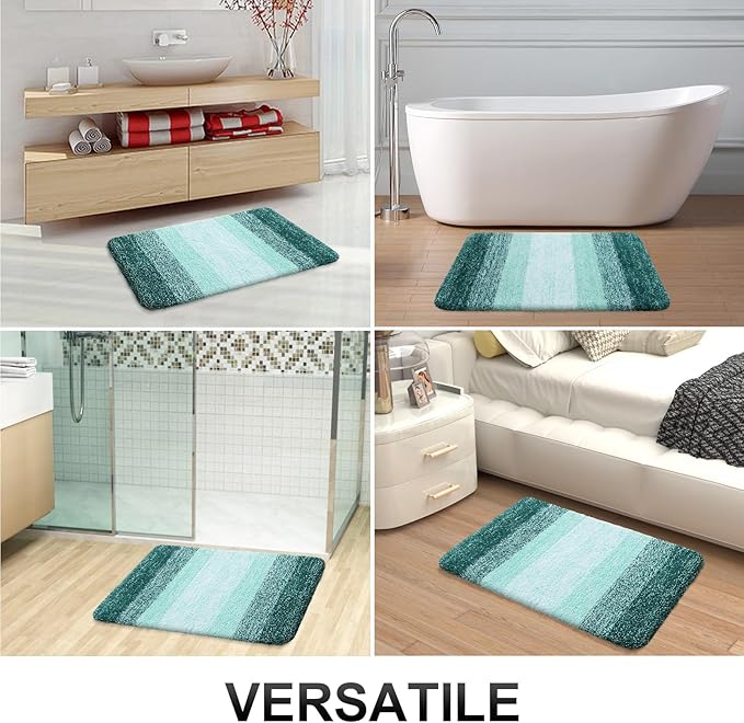 OLANLY Bathroom Runner Rugs 59x17, Extra Soft Absorbent Microfiber Bath Rugs, Rubber Backing, Quick Dry, Washable Bath Mats for Bathroom Floor, Tub and Shower, Home Decor Accessories, Blackish Green