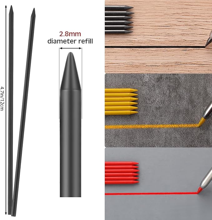 Zhehao 120 Pieces 2.8 mm Carpenter Pencils Lead Refills HB Refill for Construction Pencils Refills Mechanical for Writing Drawing Drafting Woodworking Construction(Black)