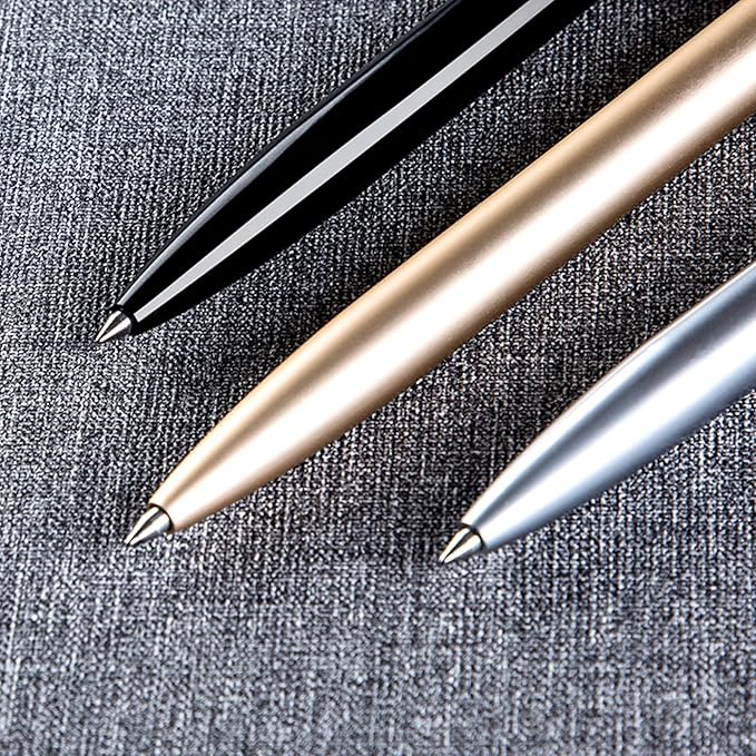 DUNBONG Retractable Metal Gel Pen, 0.5mm Medium Point Ballpoint Pens, Black Gel Ink (Red)