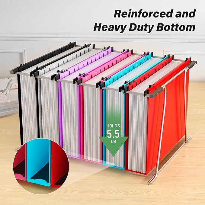 Ansook Plastic Expanding Hanging File Folders Letter Size,6 Pack Extra Capacity Hang Folder,Heavy Duty 2”Expansion,Filing Cabinet Folders,Insertable Tabs,for Office, School & Home,Assorted Colors