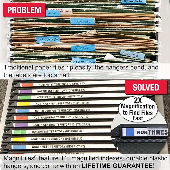 Ultimate Office MagniFile Hanging File Folders (Black, 2" Box Base, Set 2)