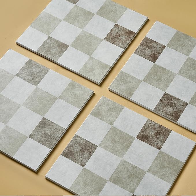 12-Pack Felt Wall Tiles, Large Bulletin Board with Safe Removable Adhesive Tapes, 11.8 x 11.8in Panels Alternative for Home Wall Decor, Checkered Pattern