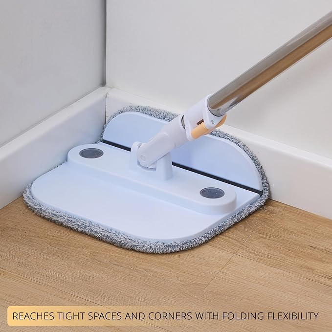 True & Tidy® TrueClean Mop and Bucket System Plus with New Easy Lift Inner Bucket, Self Wringing, Separates Clean from Dirty Water, Folding Mop Head, Dual Brush System, 4-pc Machine Washable Pads