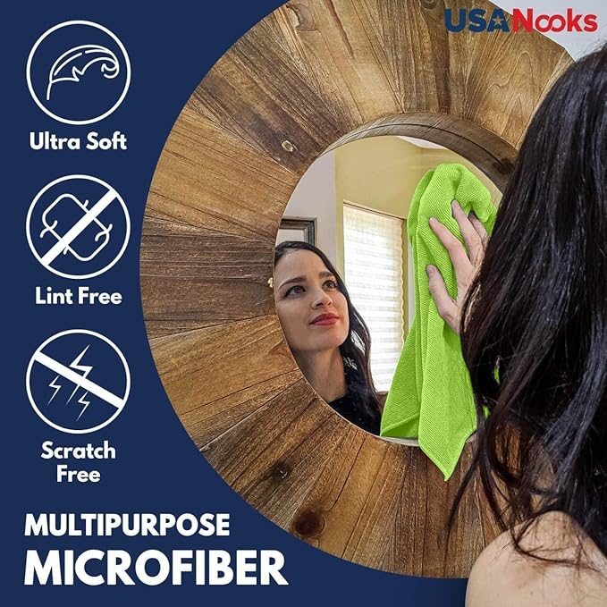 USANOOKS Microfiber Cleaning Cloth Light Green - 24 Pcs 12.5"x12.5" - High Performance - 1200 Washes, Ultra Absorbent Towels Weave Grime & Liquid for Streak-Free Mirror Shine - Car Washing Cloth