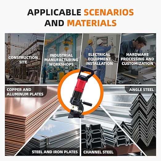 1400W Electric Hydraulic Hole Puncher, 22T Heavy Duty Metal Punching Machine with 5 Dies Φ1/4" 5/16" 1/2" 11/16" 13/16"- 110V Precision Hole Punch for Metal Plate Aluminum Copper Iron Steel (MHP-20)