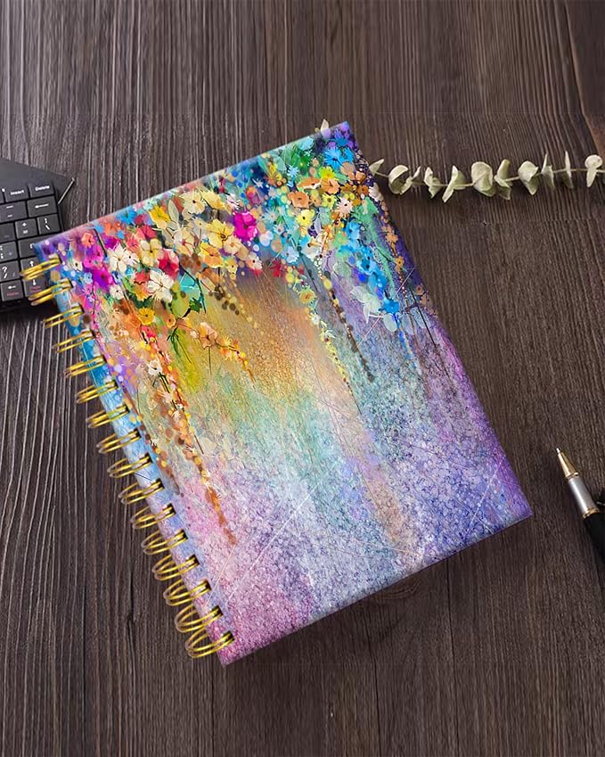 iampanda Spiral Journal Notebook,Strong Twin-Wire Binding with Premium Paper for Girl Women,60 Sheets A5 College Ruled Notebook/Journal,Perfect for School Office Home Gifts,Watercolor Ivy Flower