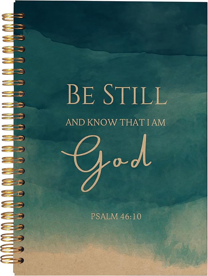 Be Still and Know That I am God Christian Notebook Journal, Christian Gifts for Women, Bible Notebooks for Note Taking, Bible Journaling Notebook, Blue Hardcover Spiral Notebook 5.5x8.3 kraft paper