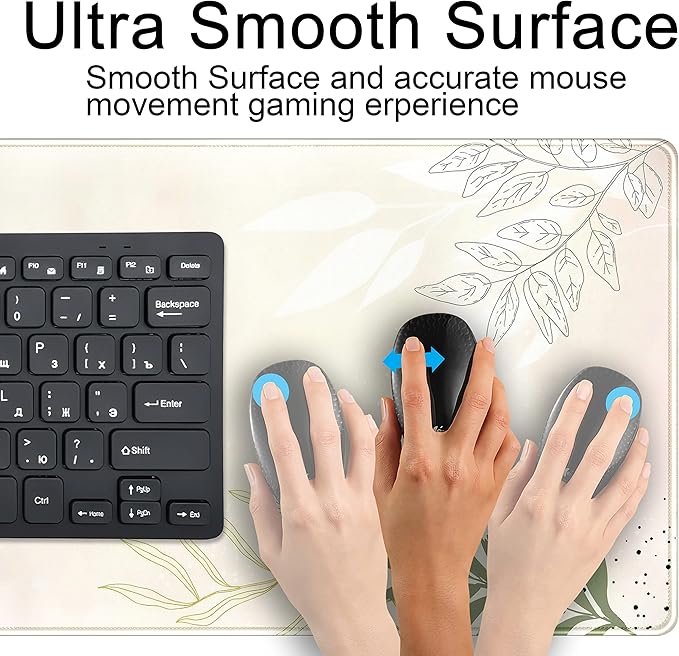 Boho Mouse Pad - Pastel Abstract Desk Mat - Matcha Green - Aesthetic Office Decor - 31.5x15.75 in - For Women & Gamers