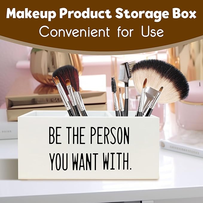 Be the Person You Want With Office Decor Pen Holder for Desk, Motivational Gifts for Human Resources signs, Motivational Wooden Pencil Holder Office Desk Accessories