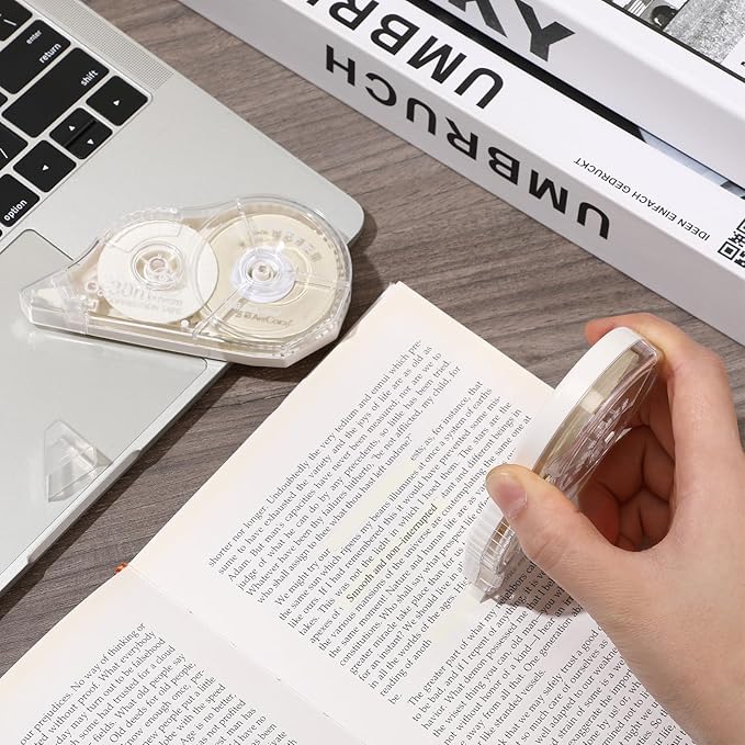 Zonon Correction Tape Cream Color Beige Corrective Tape Eraser 100 Feet Long for School Office Supplies Crafting, Note Taking, Journal, Case Color May Vary (4 Pieces)