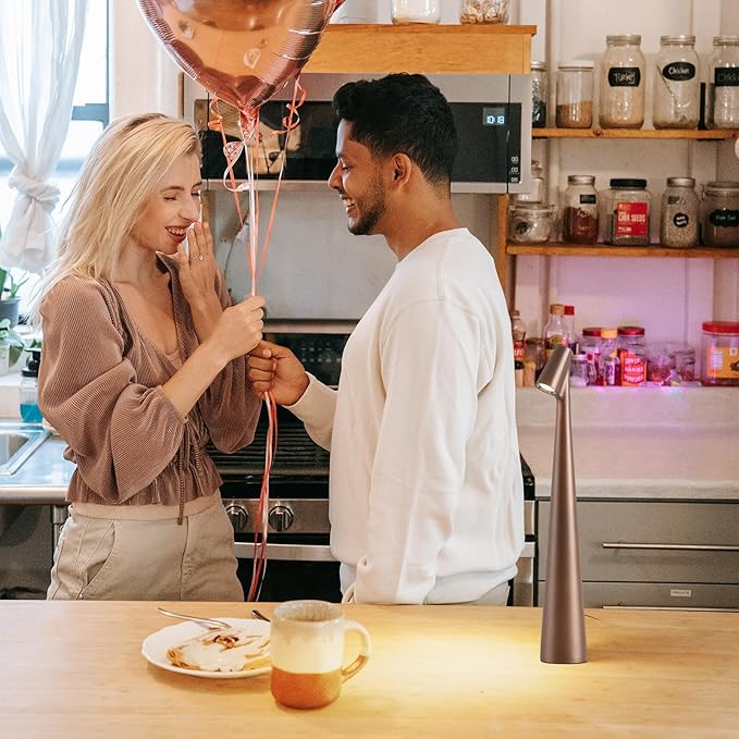 Cordless Small Table Lamps,3 Levels Brightness Portable Desk Lamp,Rechargeable Battery Lights for Outdoor, Restaurant, Bedside, Baby Night Light,Gifts(Brown)