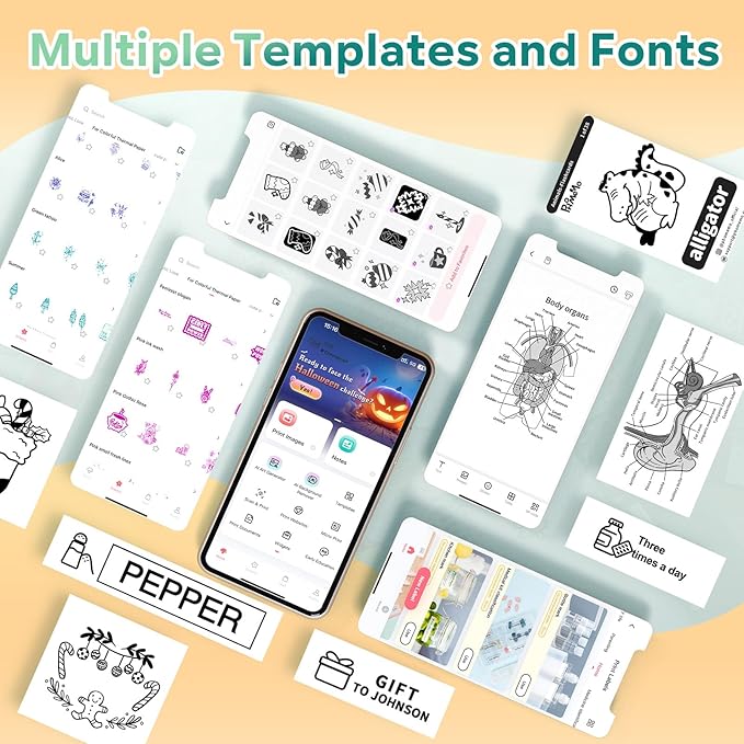 Phomemo Mini Printer Sticker Maker - Mini Sticker Printer P2S, Print Pod Pocket Machine Bluetooth Thermal Label Maker for Study Notes, Photos, List, Journal, Memo, Gift, Receipt, 3 Rolls, Cyan