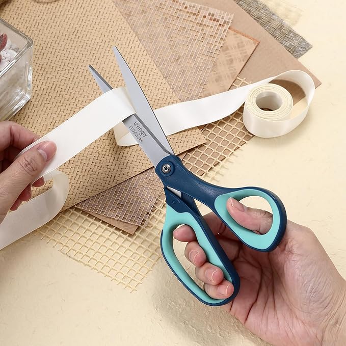 LIVINGO Titanium Scissors All Purpose - 3 Pack 8.5” Sharp Stainless Steel Heavy Duty Shears for Office Home Crafting Cutting Paper Fabric