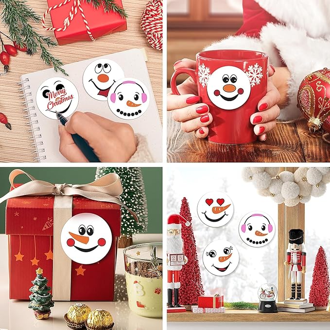 48Pcs Christmas Snowman Face Sticky Notes Cute Snowman Expression Memo Notes Self-Adhesive Winter Memo Notes for Christmas Winter School Office Home Supplies Student Teacher Present 12 Styles