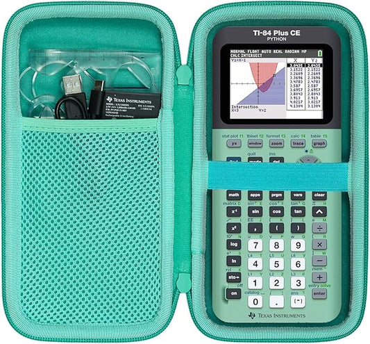 co2CREA Carrying Case for Texas Instruments TI-84 Plus CE Python Enhanced/TI-84/TI-Nspire CX II CAS/TI-Nspire CX II/TI-83 Plus/TI-89 Titanium/TI-85/TI-86 Color Graphing Calculator, Mint Case