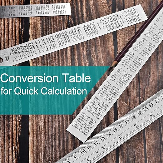 Metal Rulers, Steel Rulers Pack of 4, 6, 8, 12, 14-inch Stainless Steel Ruler