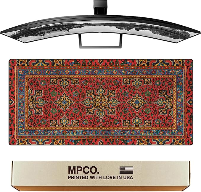 MPCO. Arabic Textiles Large Gaming Desk Pad - 36" x 17" Duraglyde Fabric Goldenrod Desk Mats - Non-Slip, Washable, Smooth Glide for Precision Gaming & Work
