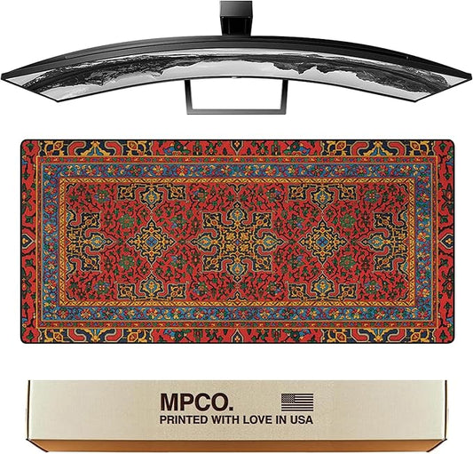 MPCO. Arabic Textiles Large Gaming Desk Pad - 36" x 17" Duraglyde Fabric Goldenrod Desk Mats - Non-Slip, Washable, Smooth Glide for Precision Gaming & Work