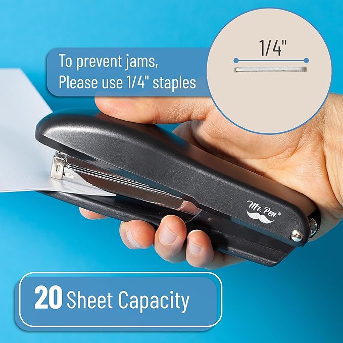 Mr. Pen- Staplers with 200 Staples, 20 Sheet Capacity, Pack of 2, Staplers for Desk, Office Stapler, Desk Stapler, Stapler with Staples, Black Stapler, Paper Stapler, Stapler and Staples
