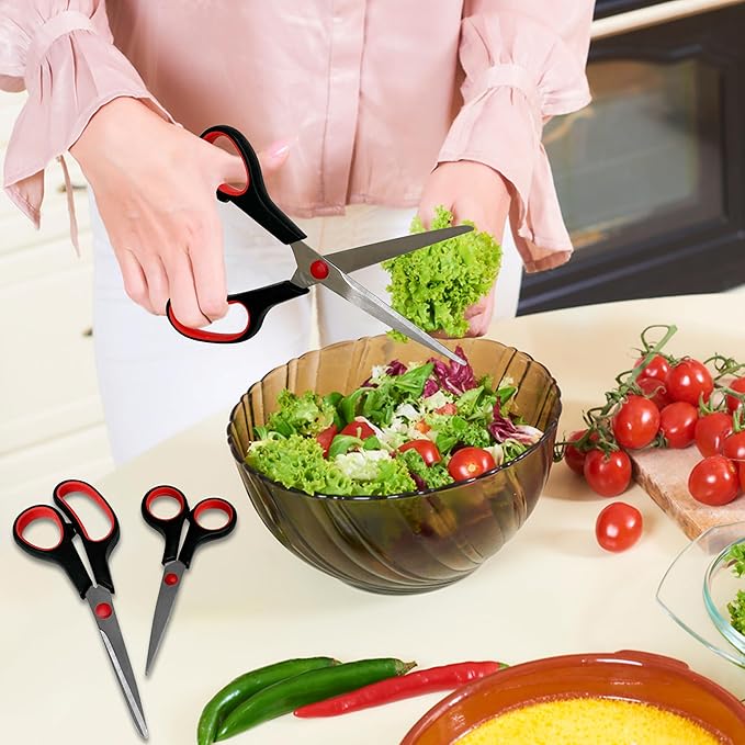 3-pack All Purpose Scissors 3 Sizes Ultra Sharp SS Blades Comfort Non-Slip Ergonomic Handle Great as Office Gifts, Home, Kitchen Shears, School, Sewing Fabrics, Crafts, And Multipurpose