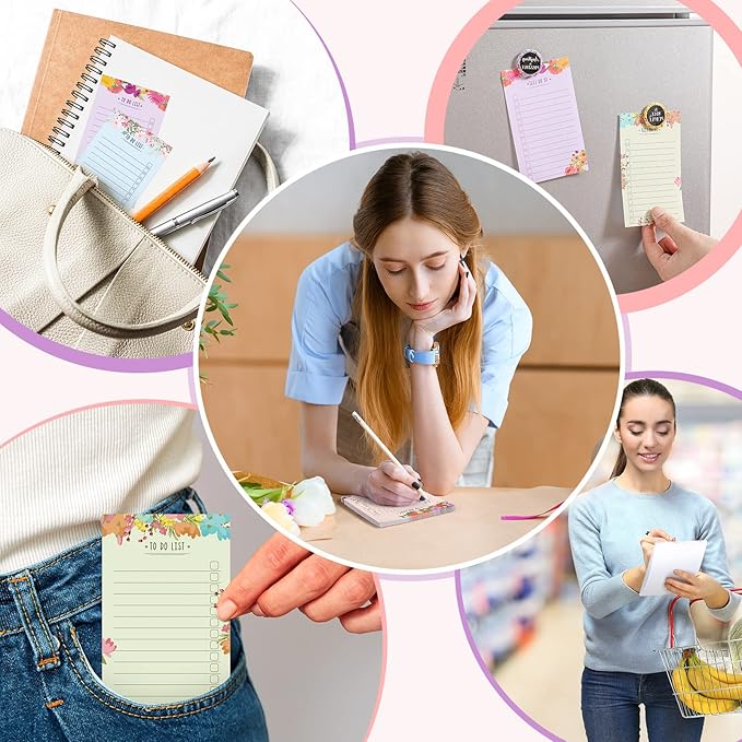 300 Sheets to Do List Notepad Daily Checklist Sticky Notes Cute Undated Memo Pad Color Block to Do Note Pad Weekly Plan Agenda and Organizer Planners for College(Flower Style,3.14 x 5.11 Inch)