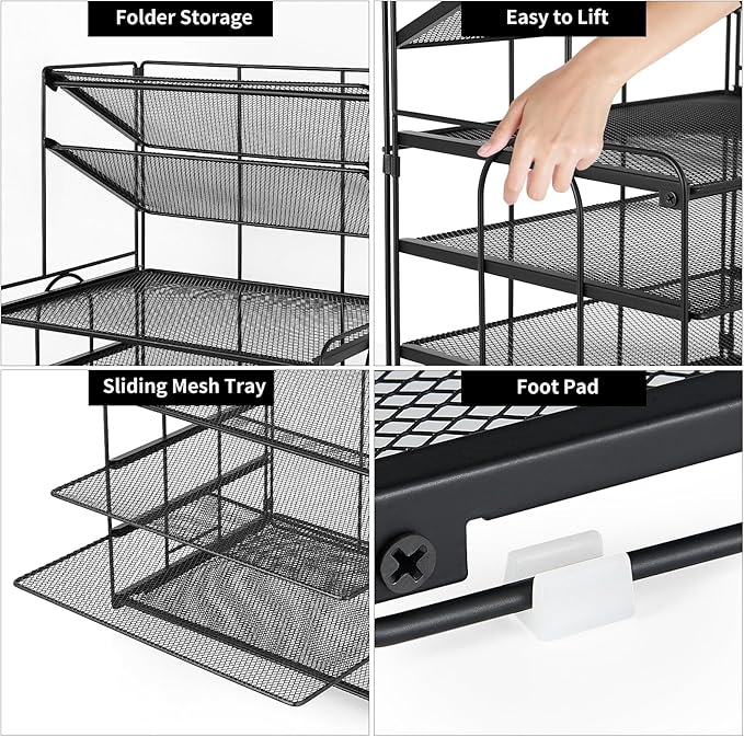 6-Tier Letter Tray Paper Organizer, Desk Organizers and Accessories, Desktop File Organizer, Office Desk Accessories for Office Supplies(Black)