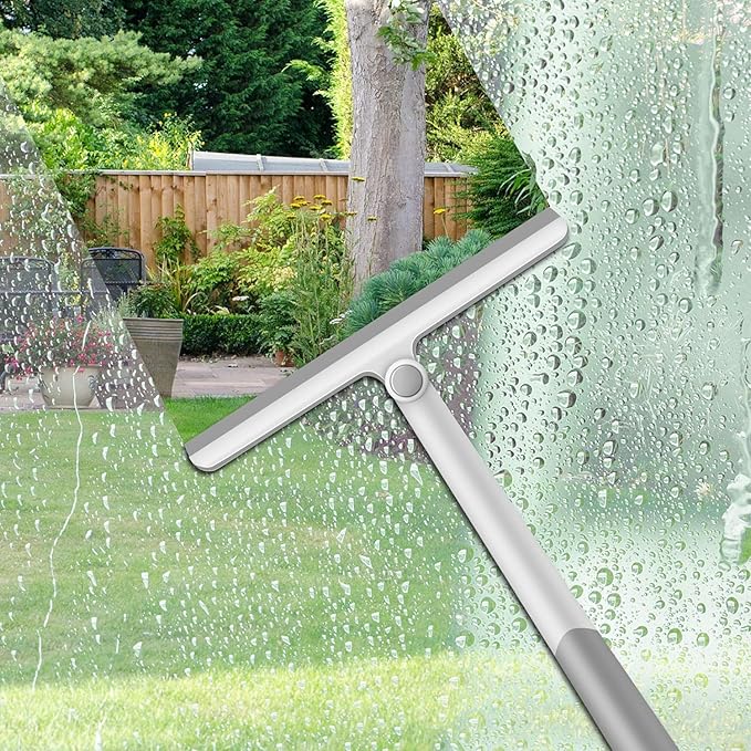 WONDAY Shower Squeegee for Glass Doors Tile and Walls 2 Pack Squiggy Bathroom Windows with 360° Rotation Rubber Blade (Grey-2 Pack)