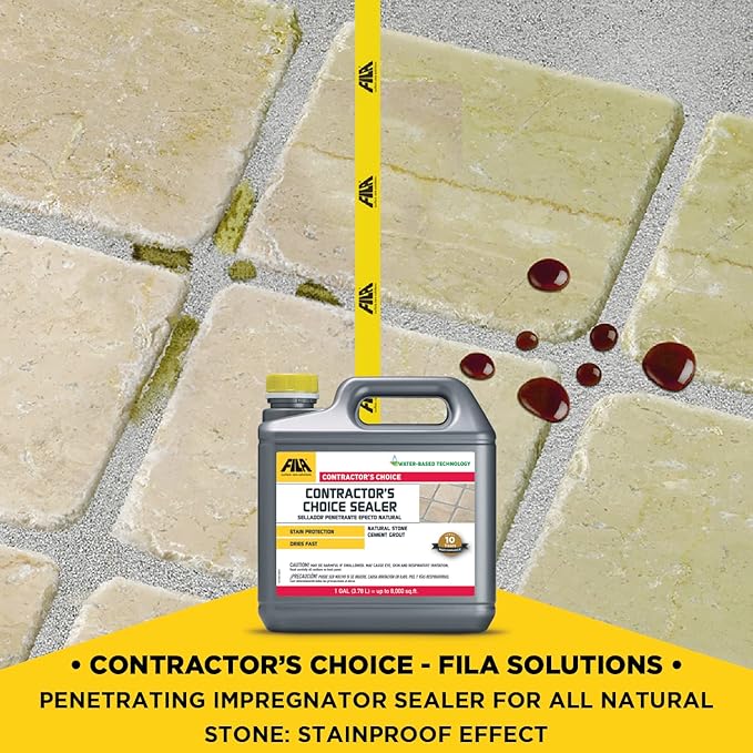 FILA Surface Care Solutions, CONTRACTOR'S Choice Sealer, Tile and Grout Sealer, Natural Stone Sealer Outdoor and Indoor, Waterproof, Stain Proof, Penetrating and Impregnator Sealer, 1 GAL