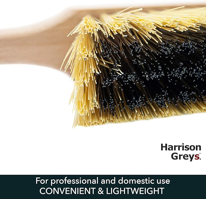Cleaning Brush, 14.2'' Hand Broom with Medium-Soft Bristles, Wooden Handle, Multi-Purpose Dusting Brush for Home and Professional Use