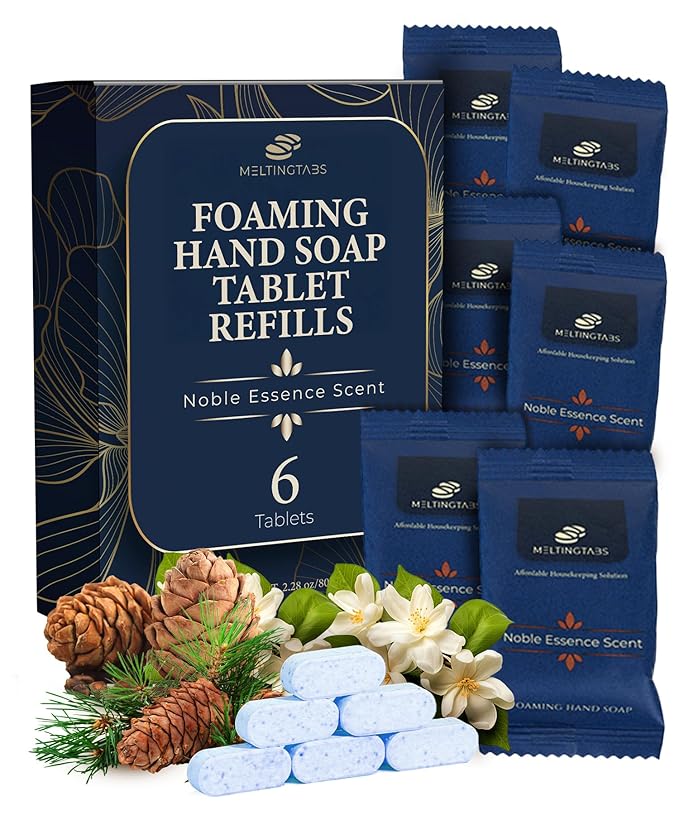 Foaming Hand Soap Tablets Refill – Noble Essence Scent, 6-Pack Concentrated Tablets Foaming Hand Soap