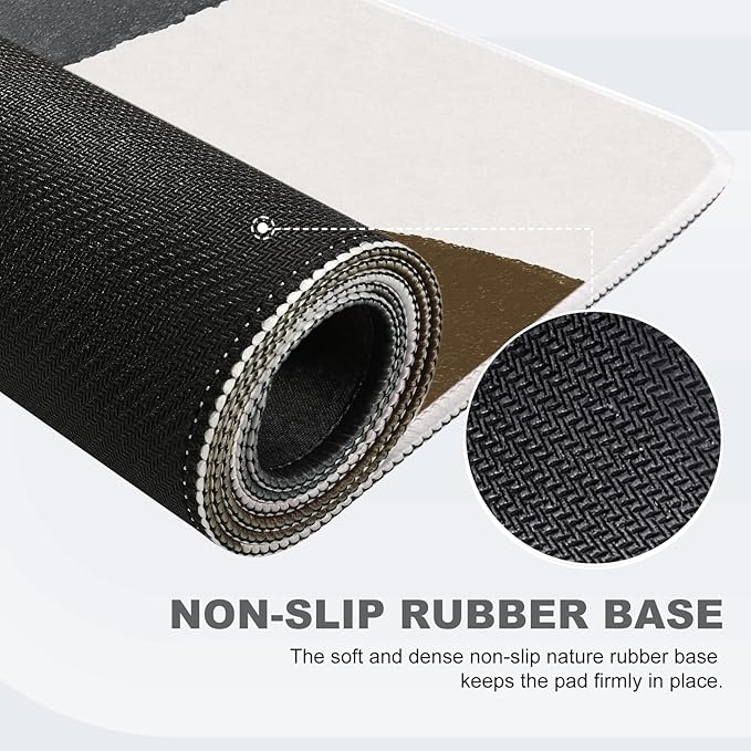 HAOCOO Desk Mat, Computer Desk Pad, Large Mouse Pad for Desk, XXL Gaming Mousepad for Desktop with Non-Slip Base, Waterproof Laptop Keyboard Mat for Home Office, Gray Boho