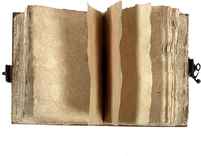HLC Leather Journal, 200 Pages of Antique Deckle Edges Handmade Paper Vintage Journals for Men & Women, Vintage Lock Closure Rustic Brown Leather Gifts with Pen Holder (6" X 4" inches)