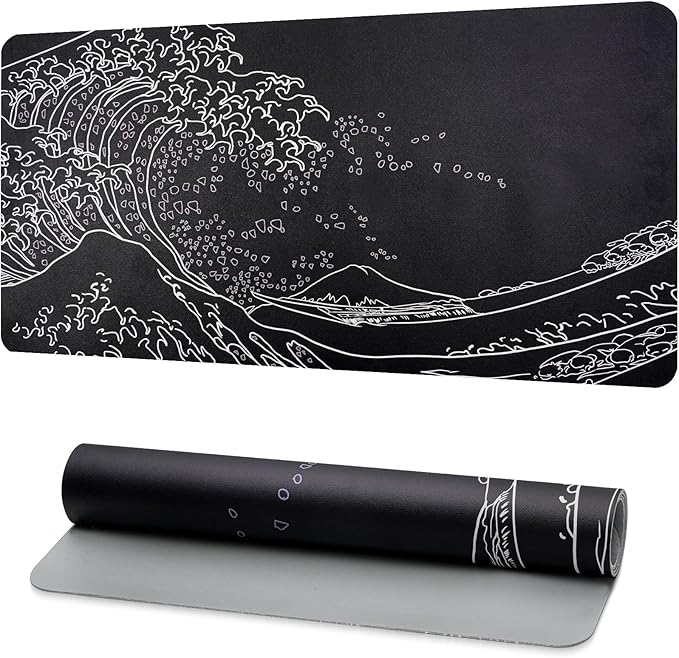 Desk Mat, Desk Pad Dual Sided Desktop Mat for Office and Home,Desk Organization and Accessories - Ideal for Large Mouse Pad and Desk Mats on Top of Desks (Black Sea Wave 31.5"x 15.7")