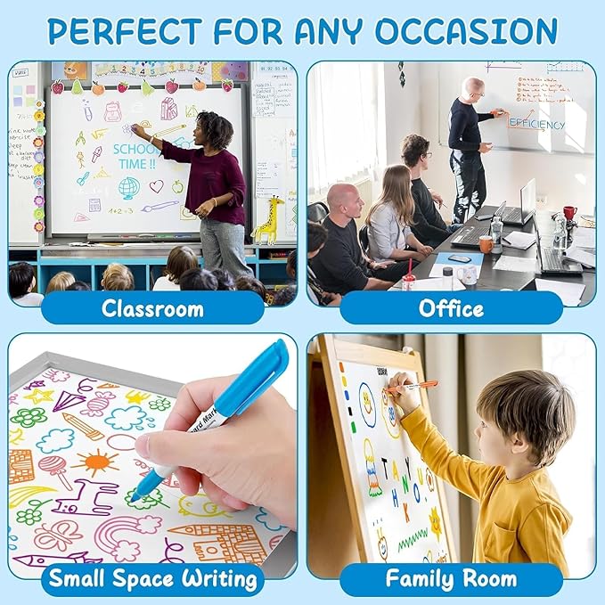 SFAIH Fine Tip Dry Erase Markers - 12 Pack Colored Whiteboard Erasable Markers Bulk for Kids Adults, Ideal for Classroom School Office Home Use on White Board, Non-Toxic Easy Clean