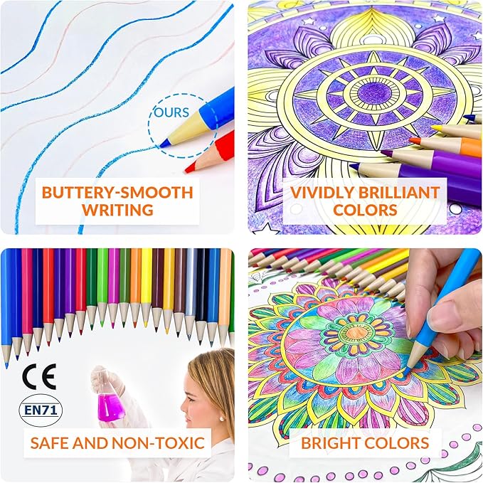24 Mechanical Colored Pencils with 24 Lead Refills for Adult Coloring Books, 2.6mm Oil-Based Soft Core Drawing Pencils, Vividly Brilliant Colors for Art & Sketching, with Sharpener