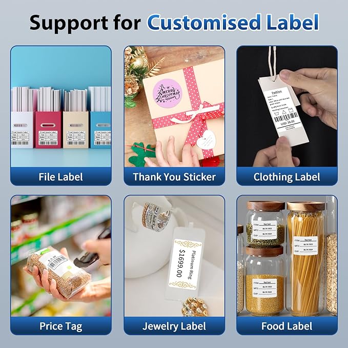 M220 Label Maker, Upgrade Sticker Maker Machine Prints 0.78-3 inch, Portable Label Printer with Tape for Small Business & Homeuse, Compatible with Phones and PC, with 40x30mm Label