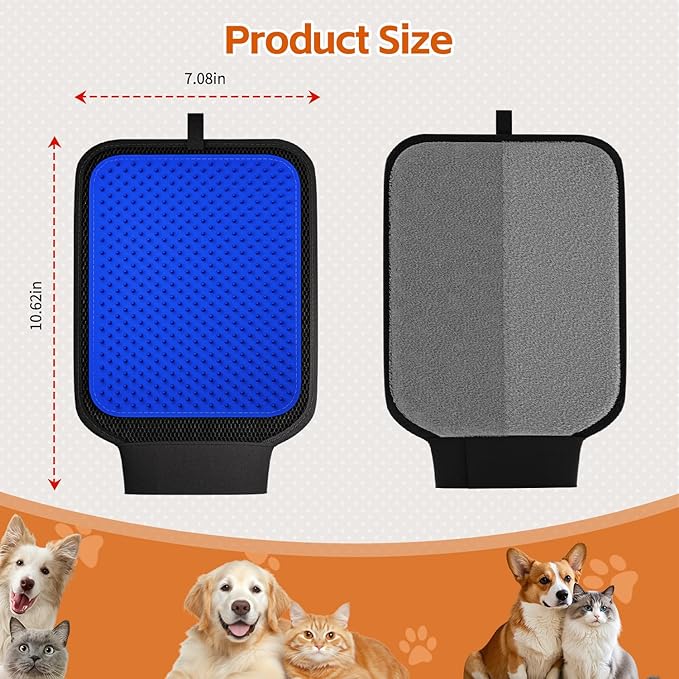 Fancybird 2 in 1 Pet Hair Removal Glove, Upgraded Pet Hair Remover Tool with Wrist Strap, Gentle Shedding Silicone Brushes for Dogs & Cats, Efficient Pet Hair Gloves for Couch Carpet Clothing (Blue)